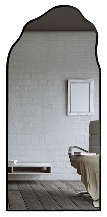 Lustro ścienne Auro 155x90 cm półowalne w czarnej ramie 
