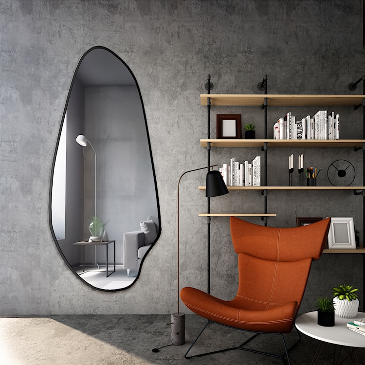 Lustro ścienne Jaspis 140x64 cm w czarnej ramie  - zdjęcie 2