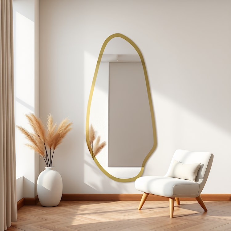 Lustro ścienne Jaspis 150x68 cm w ramie złoty połysk  - zdjęcie 2