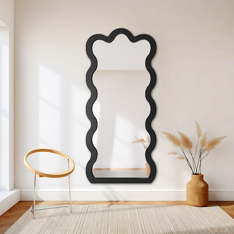 Lustro ścienne Wave 154x70 cm w czarnej ramie  - zdjęcie 2