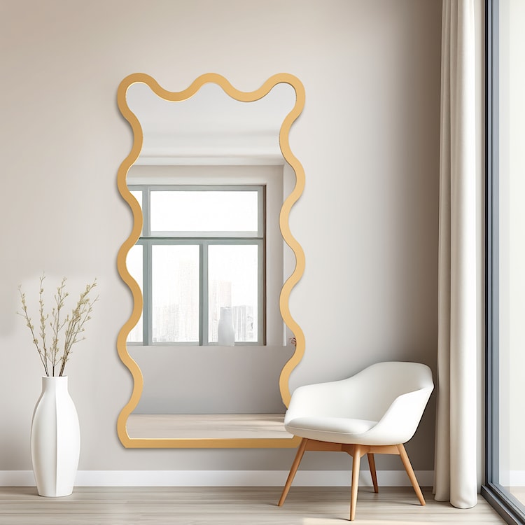 Lustro ścienne Twist 120x60 cm w złotej ramie  - zdjęcie 2