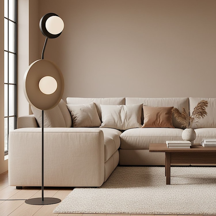 Lampa podłogowa Kiss x2 mokka na czarnym stelażu  - zdjęcie 2