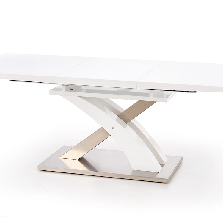 Stół rozkładany Reinosa 160-220x90 cm biały ze szklanym blatem  - zdjęcie 7