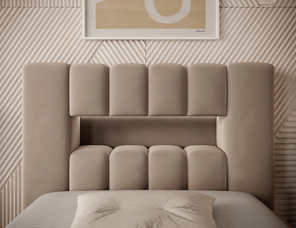 Łóżko tapicerowane 90x200 cm Rodeiro z pojemnikiem i oświetleniem brązowe w tkaninie hydrofobowej  - zdjęcie 5