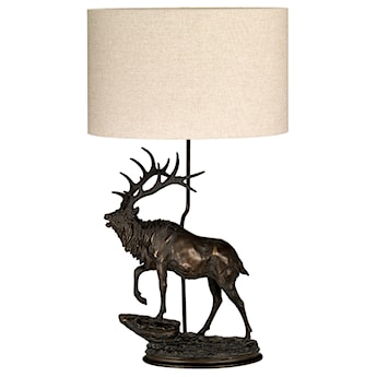 Lampa stołowa Anegio z jeleniem vintage biała/brązowa