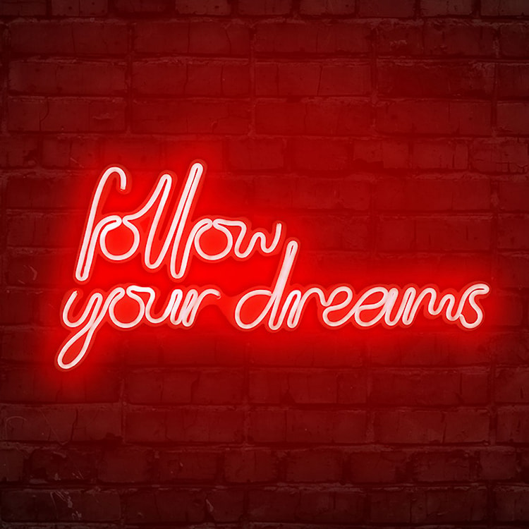 Neon na ścianę Letely z napisem Follow Your Dreams czerwony  - zdjęcie 2