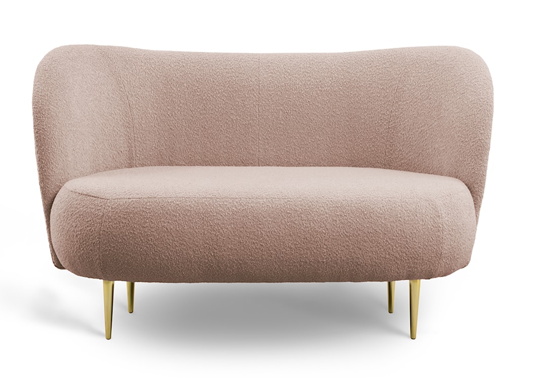 Sofa dwuosobowa Alago różowa boucle na złotych nogach  - zdjęcie 2