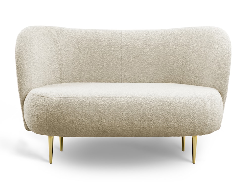 Sofa dwuosobowa Alago jasnobeżowa boucle na złotych nogach  - zdjęcie 2