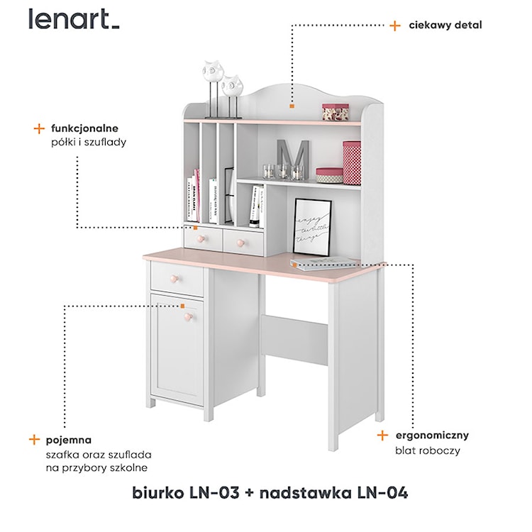Biurko dziecięce Luna 110x52 cm z zamykanym schowkiem i szufladą  - zdjęcie 8