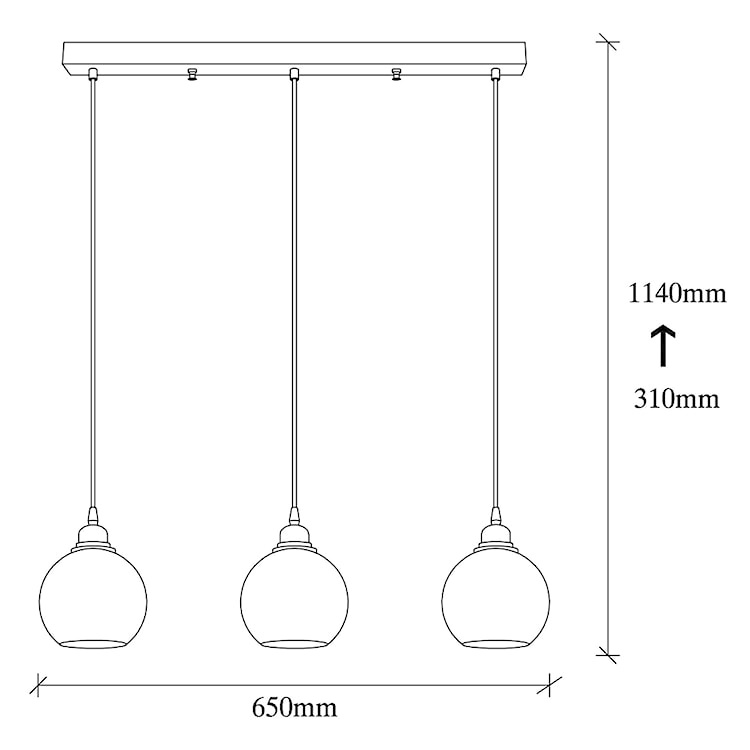 Lampa wisząca Communis x3 dymiony klosz 65 cm  - zdjęcie 10