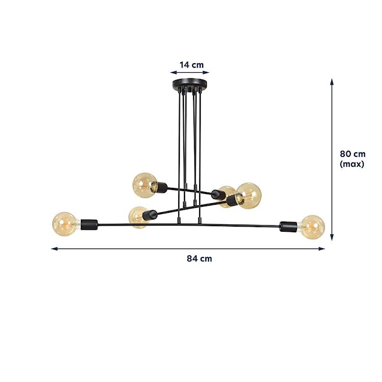 Lampa wisząca Mentona czarna x6  - zdjęcie 8