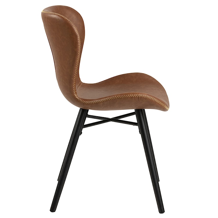 Krzesło tapicerowane Glena brązowe z ekoskóry na czarnych nóżkach  - zdjęcie 4