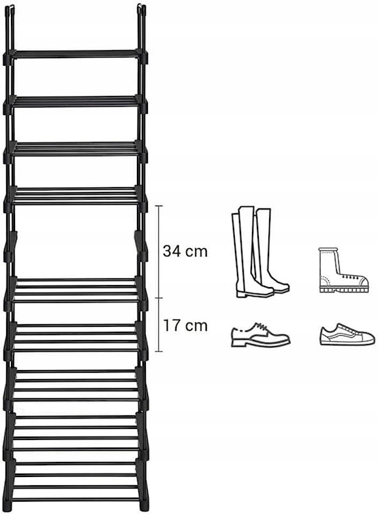 Regał na buty Acerge x10 czarny  - zdjęcie 7