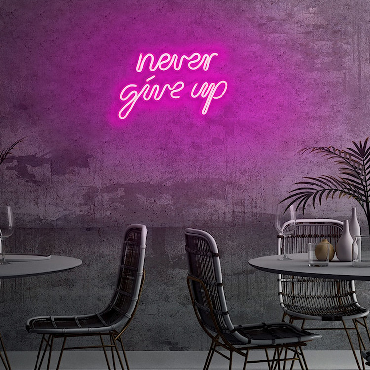 Neon na ścianę Letely z napisem Never Give Up różowy  - zdjęcie 5