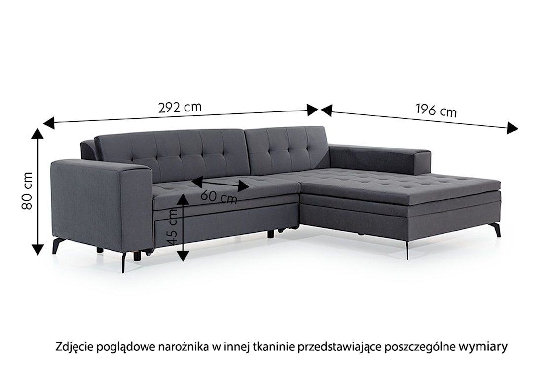 Narożnik z funkcją spania Silphion L-kształtny granatowy welwet hydrofobowy prawostronny  - zdjęcie 4