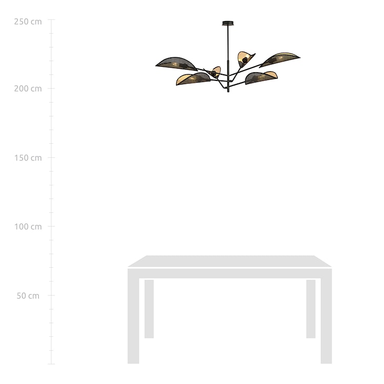 Lampa sufitowa Shintor x6 czarno-złota  - zdjęcie 8