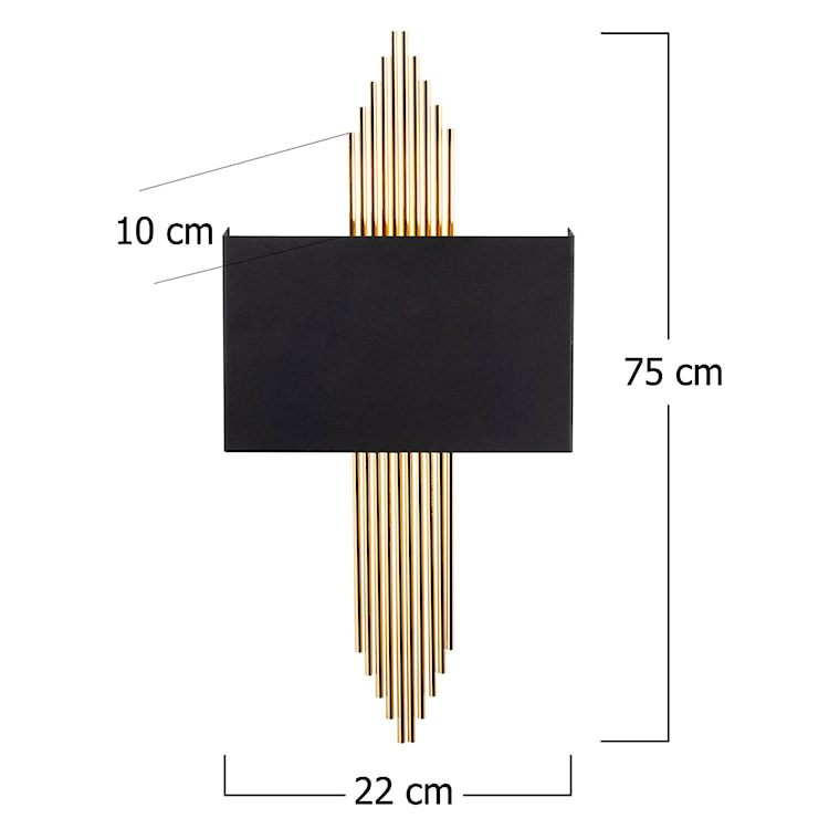 Kinkiet ścienny Laurina prostokątny czarno-złoty  - zdjęcie 5