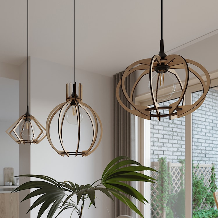 Lampa wisząca Medillo drewniana średnica 30 cm  - zdjęcie 2