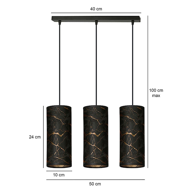 Lampa wisząca Karrla x3 50 cm czarny marmur  - zdjęcie 7