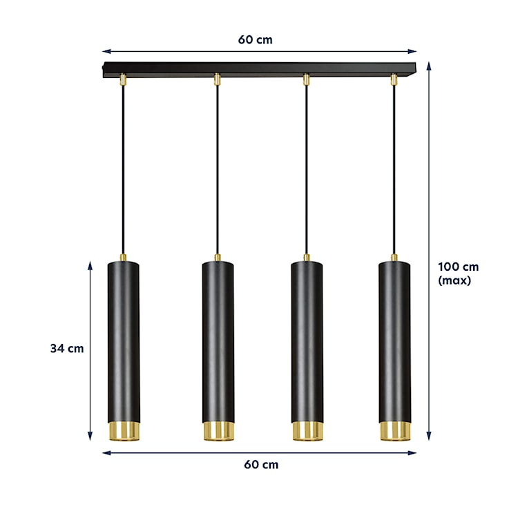 Lampa wisząca Morcone czarna x4  - zdjęcie 8