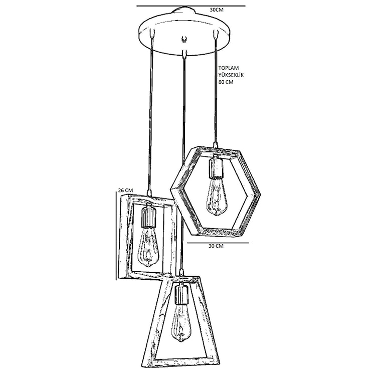 Lampa sufitowa Skylumit x3 drewniana na okrągłej podsufitce  - zdjęcie 3