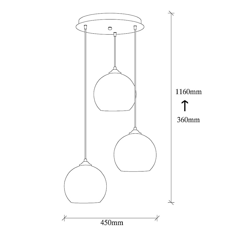 Lampa wisząca Menkent x3 na okrągłej podsufitce średnica 45 cm czarna  - zdjęcie 15