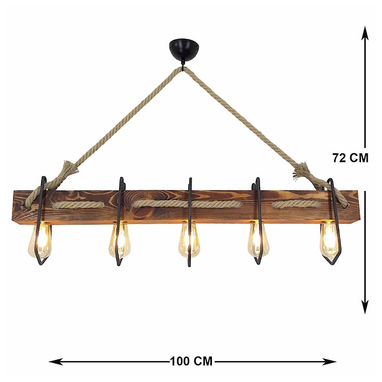 Lampa sufitowa Kiette x5 industrialna wysoka 100 cm  - zdjęcie 9