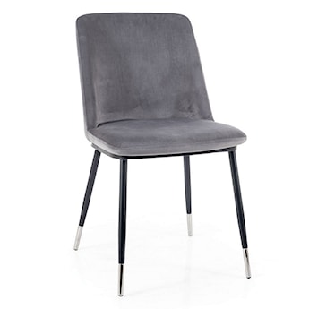 Krzesło tapicerowane Sionior szary velvet/ chromowane detale