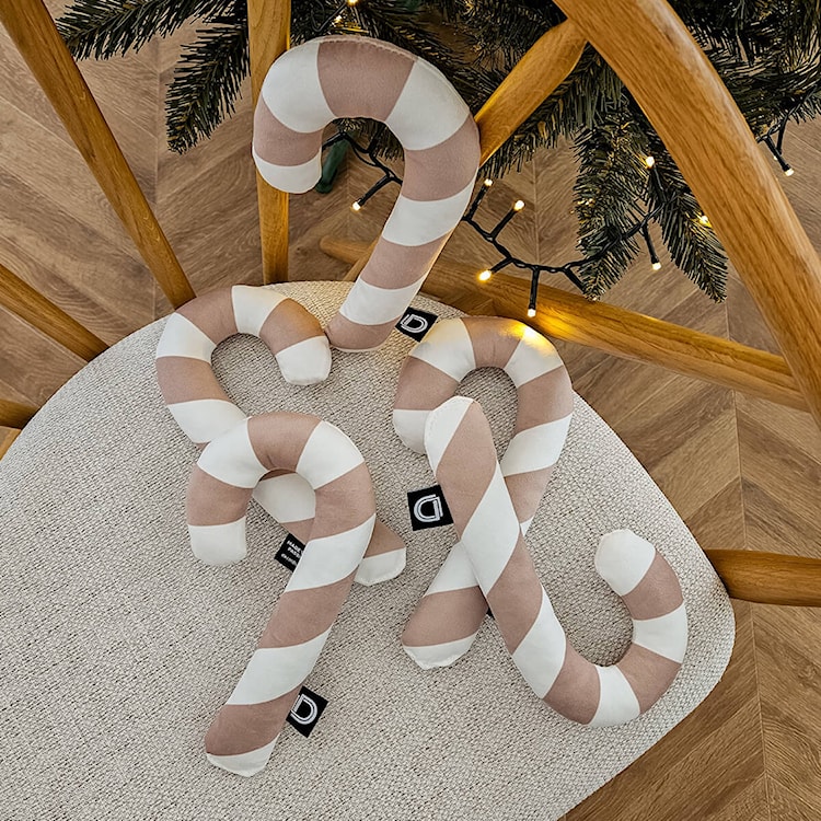 Poduszka XMAS 24 cm piaskowa laska cukrowa  - zdjęcie 2
