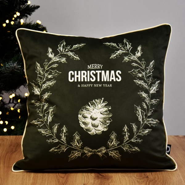 Poszewka XMAS 40x40 cm oliwkowa  - zdjęcie 2