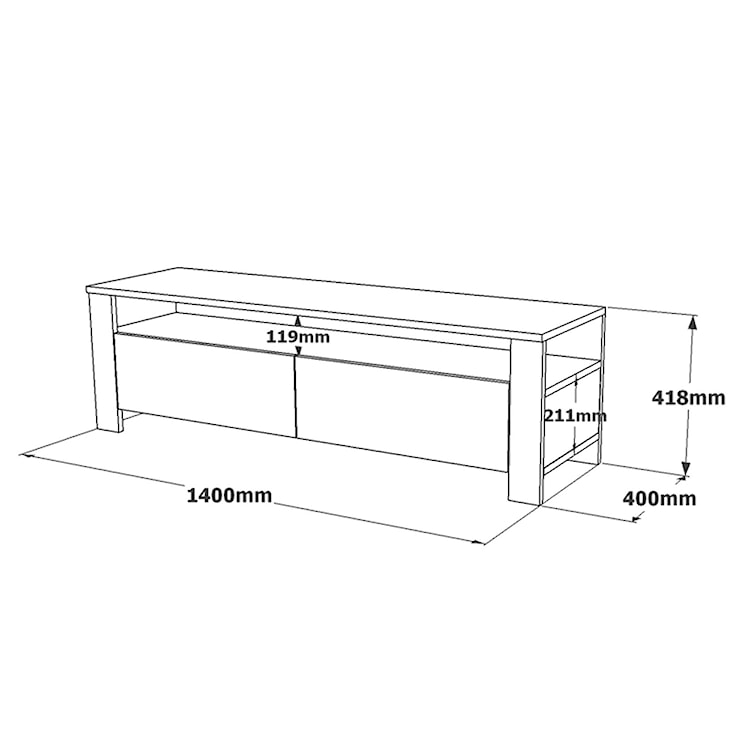 Szafka RTV Lecie 40x140 cm czarna  - zdjęcie 6