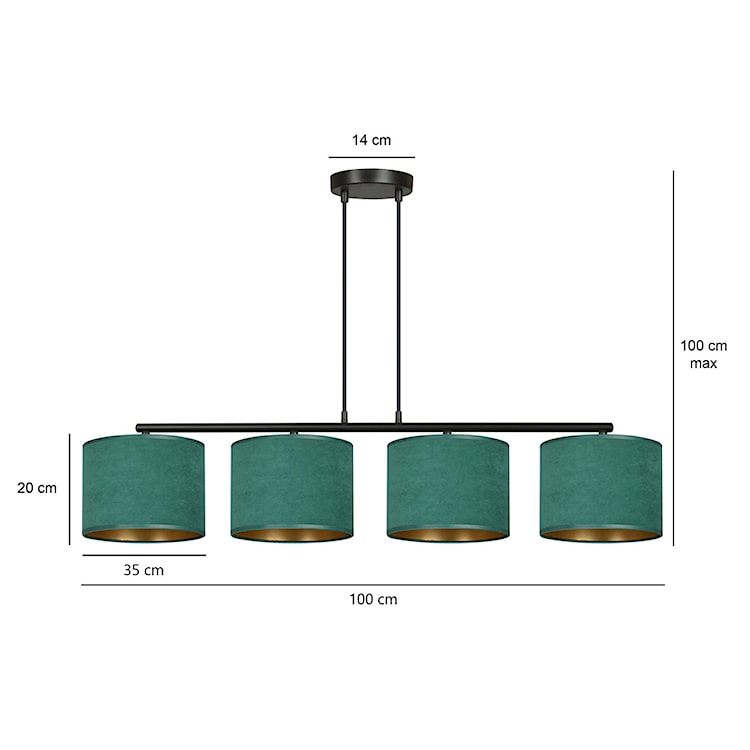 Lampa wisząca Hellid x4 97 cm zielona  - zdjęcie 7