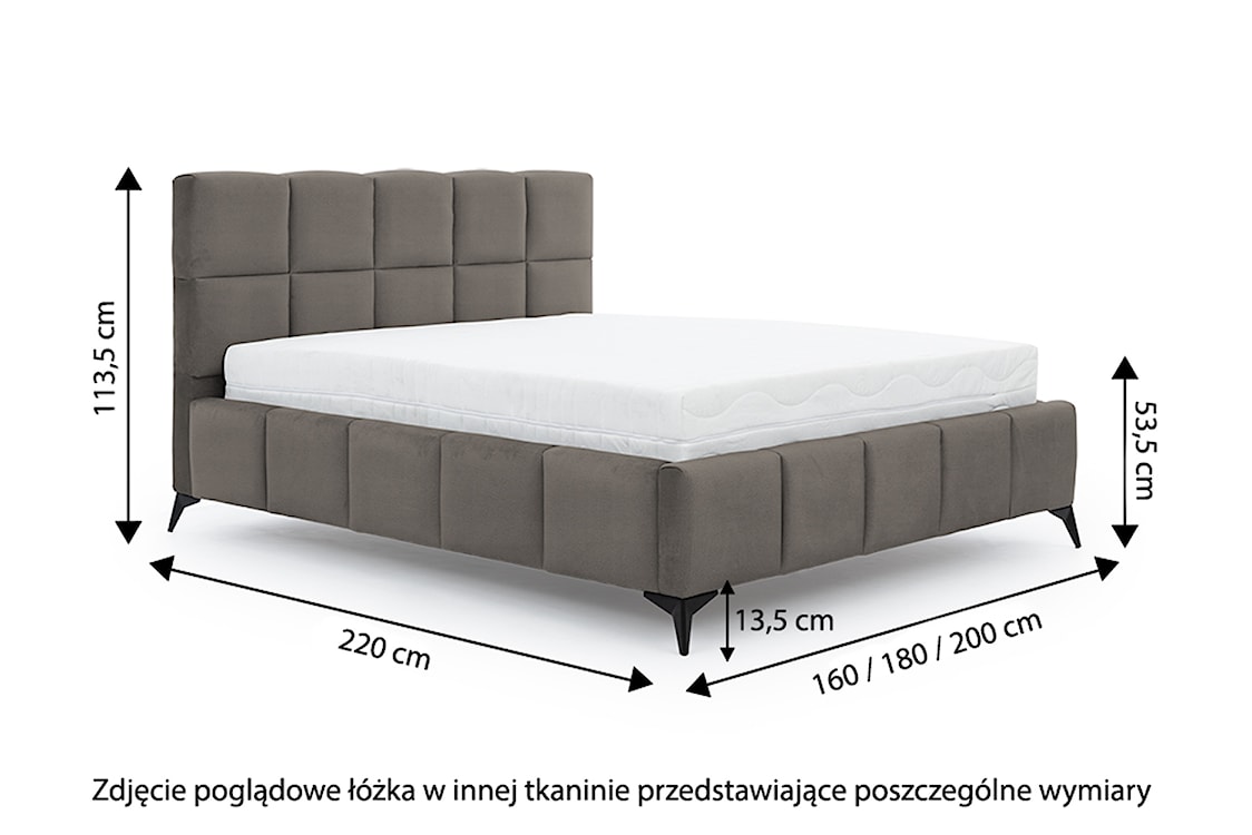 Łóżko tapicerowane 140x200 cm Maceda z pojemnikiem ciemnoszare w tkaninie hydrofobowej  - zdjęcie 5