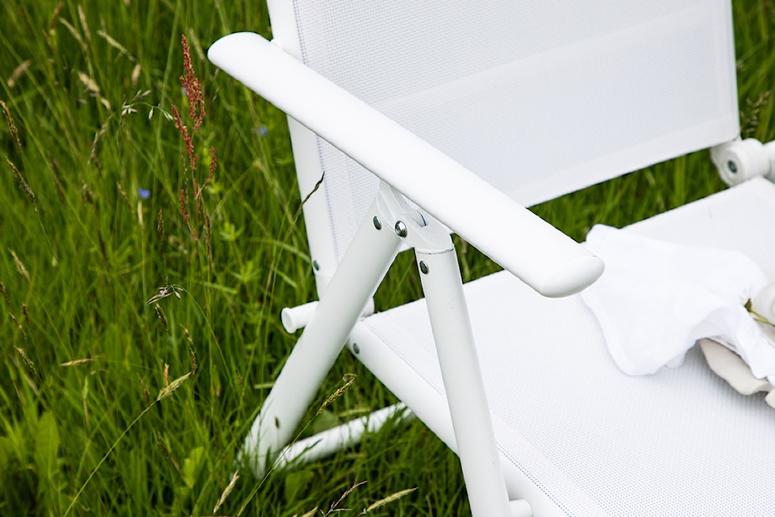Krzesło ogrodowe z regulowanym oparciem Buress aluminium białe  - zdjęcie 9