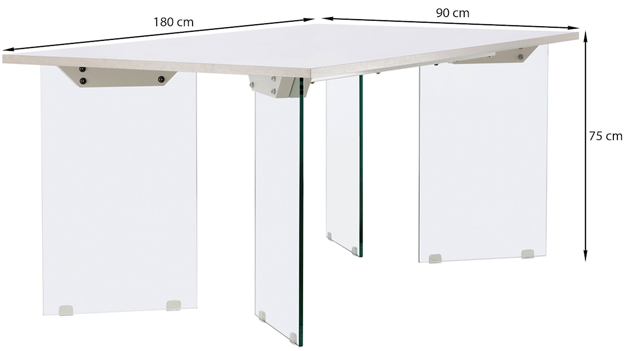 Stół Ester 90x180 cm jasnoszary ze szklanymi nogami  - zdjęcie 7