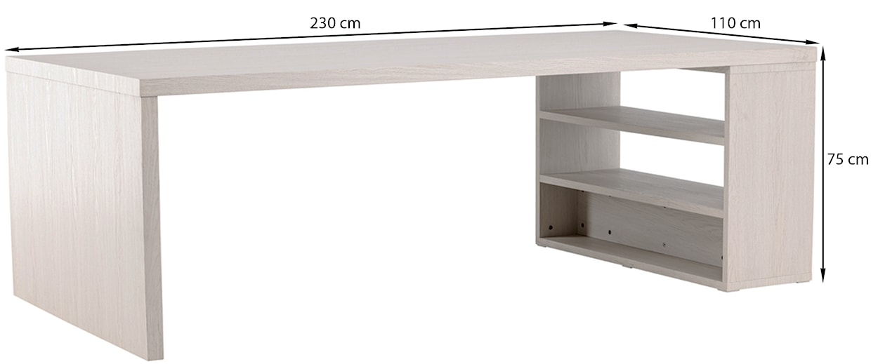 Stół Solify 110x230 cm z trzema półkami dąb bielony  - zdjęcie 8