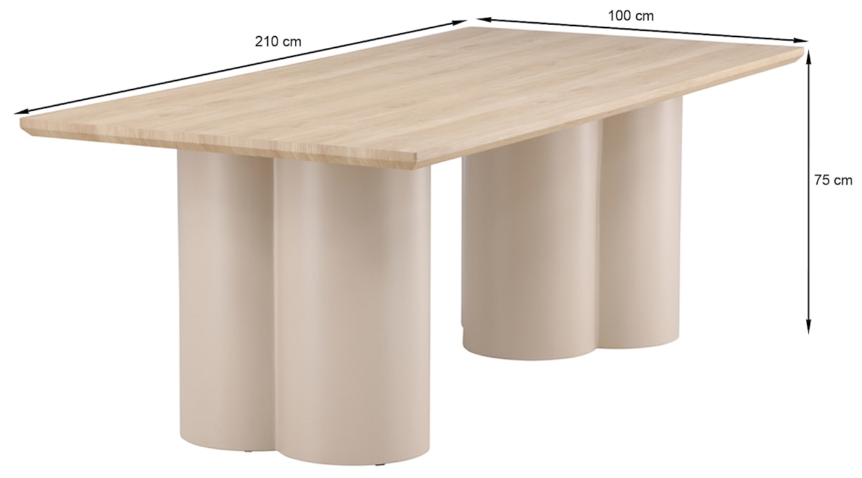 Stół do jadalni Convalder 210x100 cm dąb bielony z beżowymi nogami  - zdjęcie 7