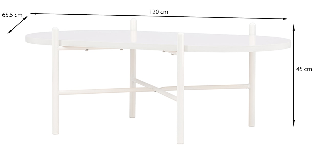 Stolik kawowy Pueblo owalny 65 x 120 cm kremowy  - zdjęcie 7