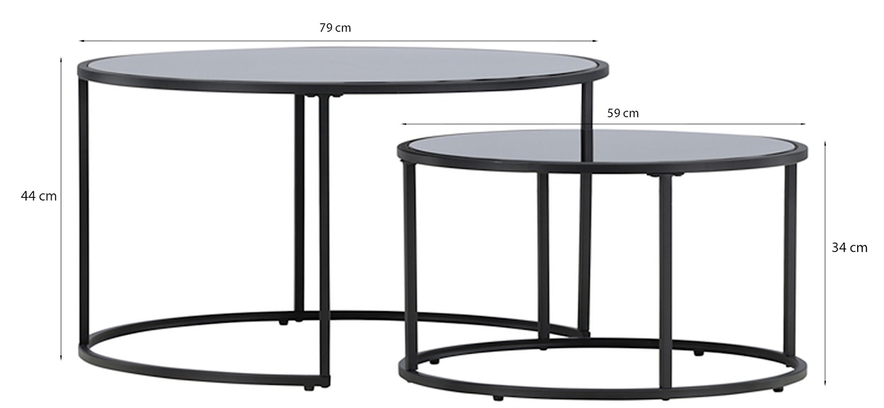 Zestaw dwóch stolików kawowych Nostinel średnica 79 i 59 cm czarne  - zdjęcie 6