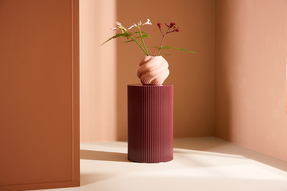 Stolik boczny Lenox okrągły 31 cm bordowy  - zdjęcie 2