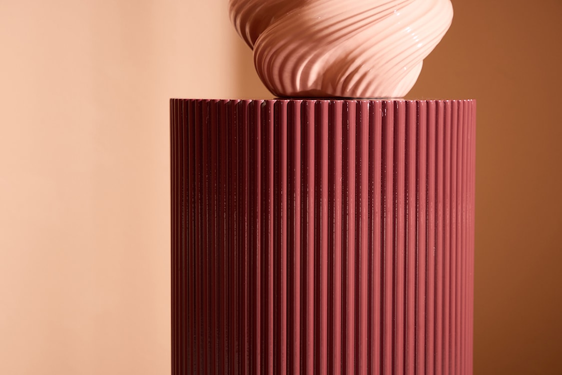 Stolik boczny Lenox okrągły 31 cm bordowy  - zdjęcie 4