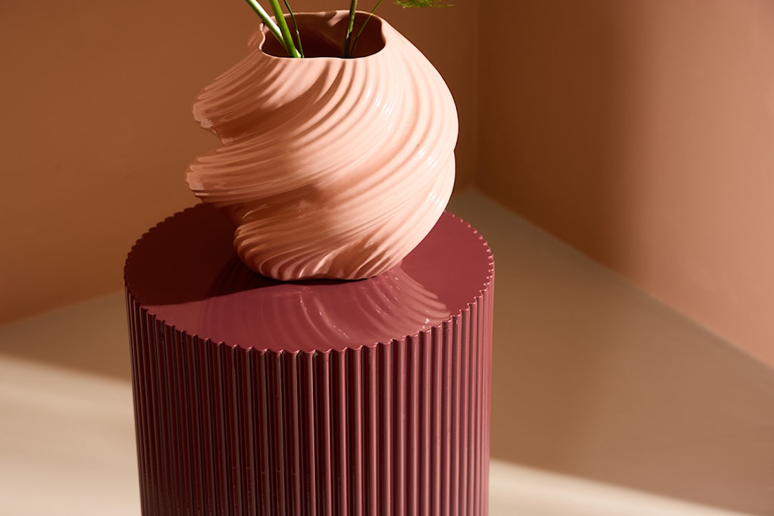 Stolik boczny Lenox okrągły 31 cm bordowy  - zdjęcie 5