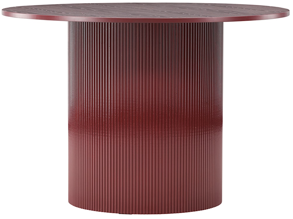 Stół do jadalni Lenox okrągły 110 cm bordowy z ryflowaną podstawą 