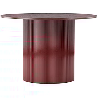 Stół do jadalni Lenox okrągły 110 cm bordowy z ryflowaną podstawą