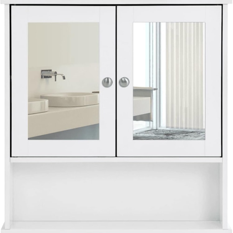 Szafka łazienkowa wisząca Muddon 56x13x58 cm z lustrem biała  - zdjęcie 5