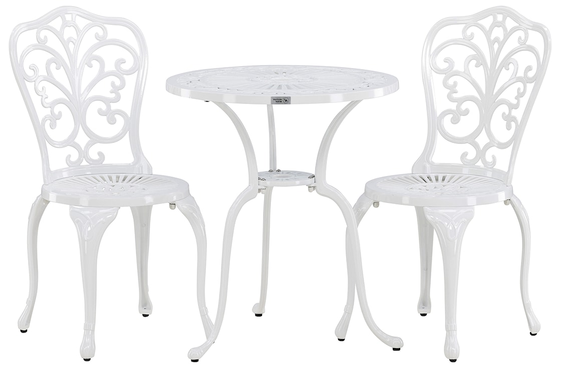 Zestaw balkonowy Contems ze stolikiem i dwoma krzesłami aluminium biały
