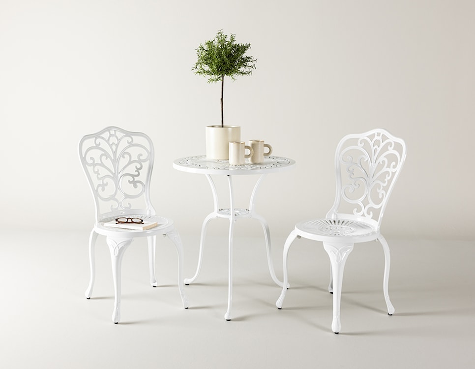 Zestaw balkonowy Contems ze stolikiem i dwoma krzesłami aluminium biały  - zdjęcie 2