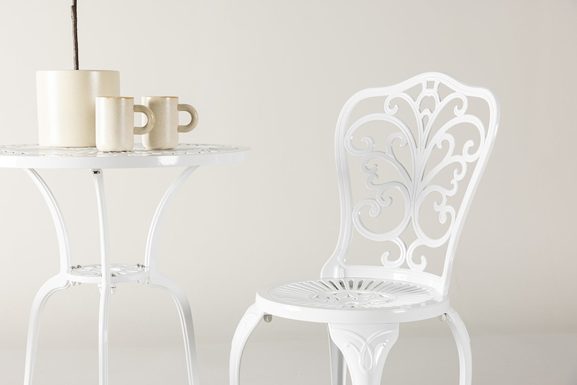 Zestaw balkonowy Contems ze stolikiem i dwoma krzesłami aluminium biały  - zdjęcie 5