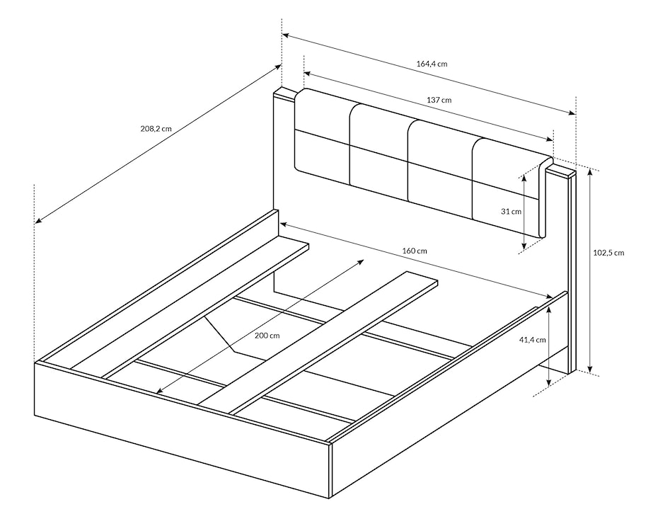 Łóżko ze stelażem Varse 160x200 cm dąb sand grange  - zdjęcie 4