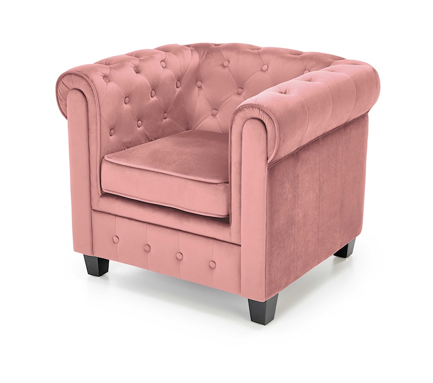 Fotel kubełkowy Visaus pikowany velvet różowy